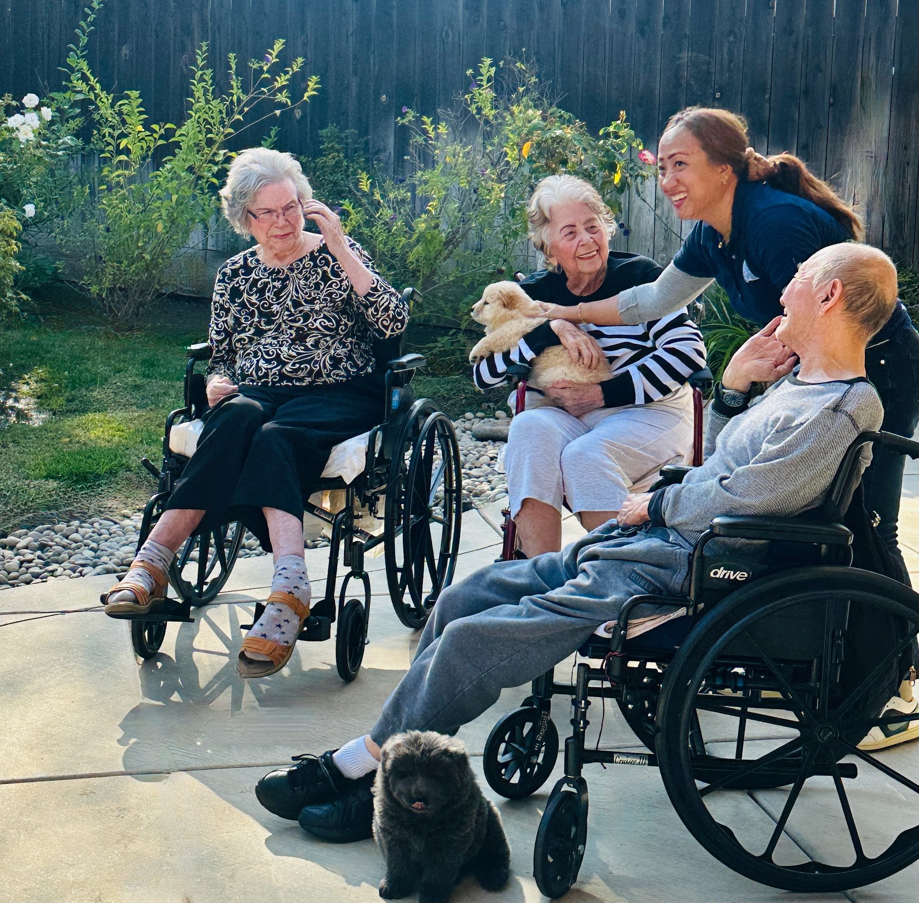 Residents enjoying the garden together